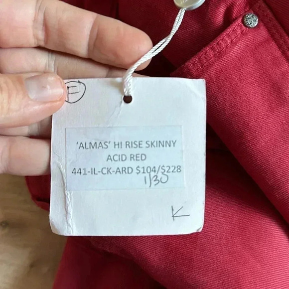 NWT Habitual Almas Hi Rise Ankle Zip Skinny Jeans Acid Red Sz 26 - Picture 8 of 10